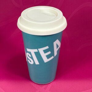 David's Tea heavy porcelain coffee mug with rubber lid